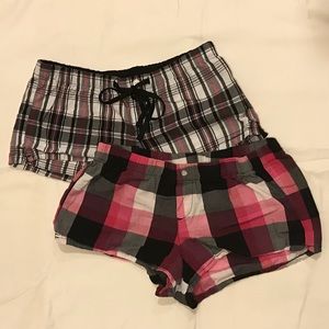 2x pink plaid pj shorts